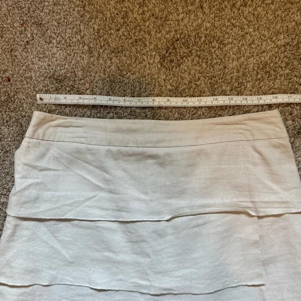 Larry Levine Khaki Neutral Linen Blend Tiered Pencil Skirt Size 10
